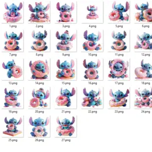 Pacote De Artes Stitch Donuts Em Png Ideal Para Sublimacao