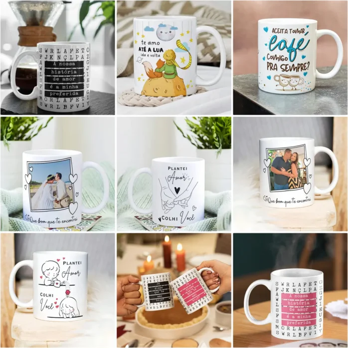 Pacote de Designs de Canecas Românticas para Sublimação