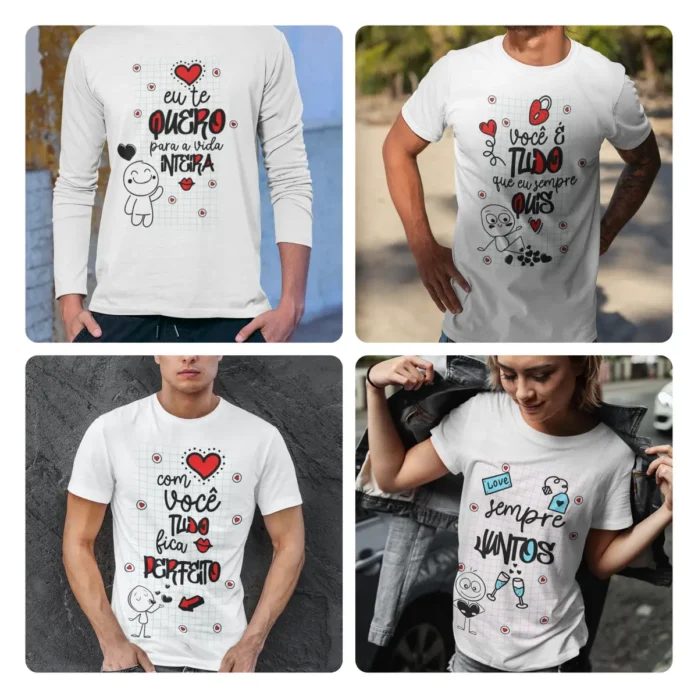 Pacote de Designs Românticos para Camisas e Squeezes