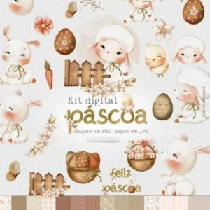 Pacote de Páscoa Fofo em Aquarela - Elementos PNG