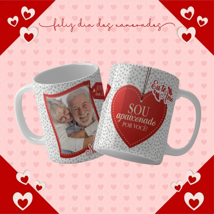 Pacote Designs Editáveis Amor em Caneca, Almofada e Azulejo
