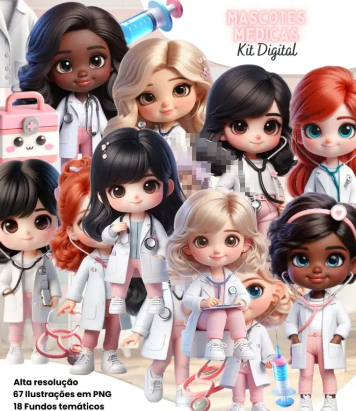 Pacote Png De Mascotes Da Medicina Para Artes Digitais