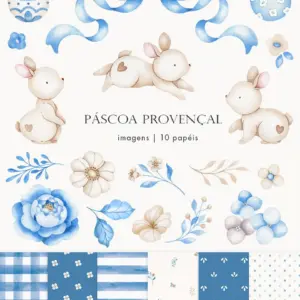 Pacote Premium de Páscoa Provençal em Aquarela PNG