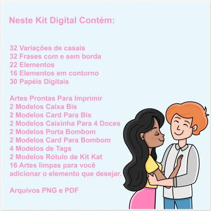Pacote Romântico Kit Digital para Dia dos Namorados
