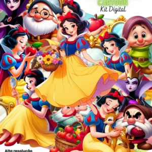 Pacote Temático Branca de Neve Cartoon - Arquivos PNG