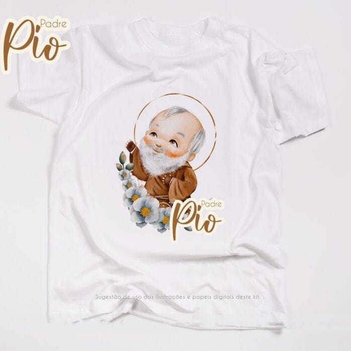 Padre Pio Kit Digital Santinhos Ilustrações Png em Aquarela