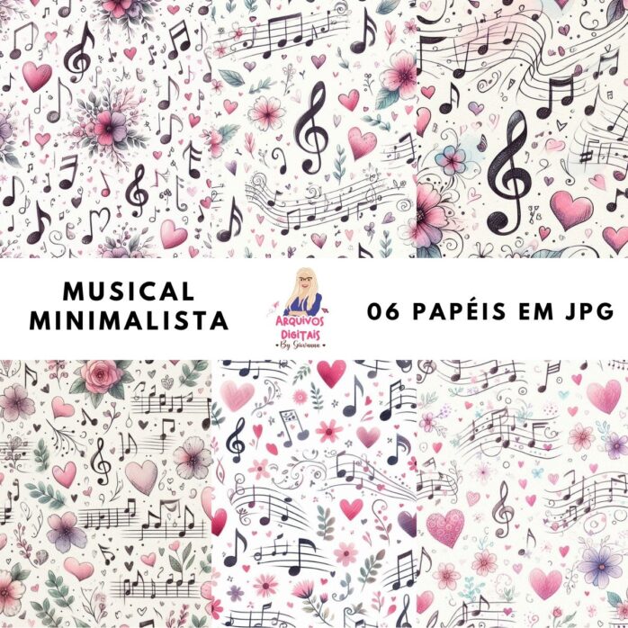 Papéis Digitais Musical Minimalista - Jpeg