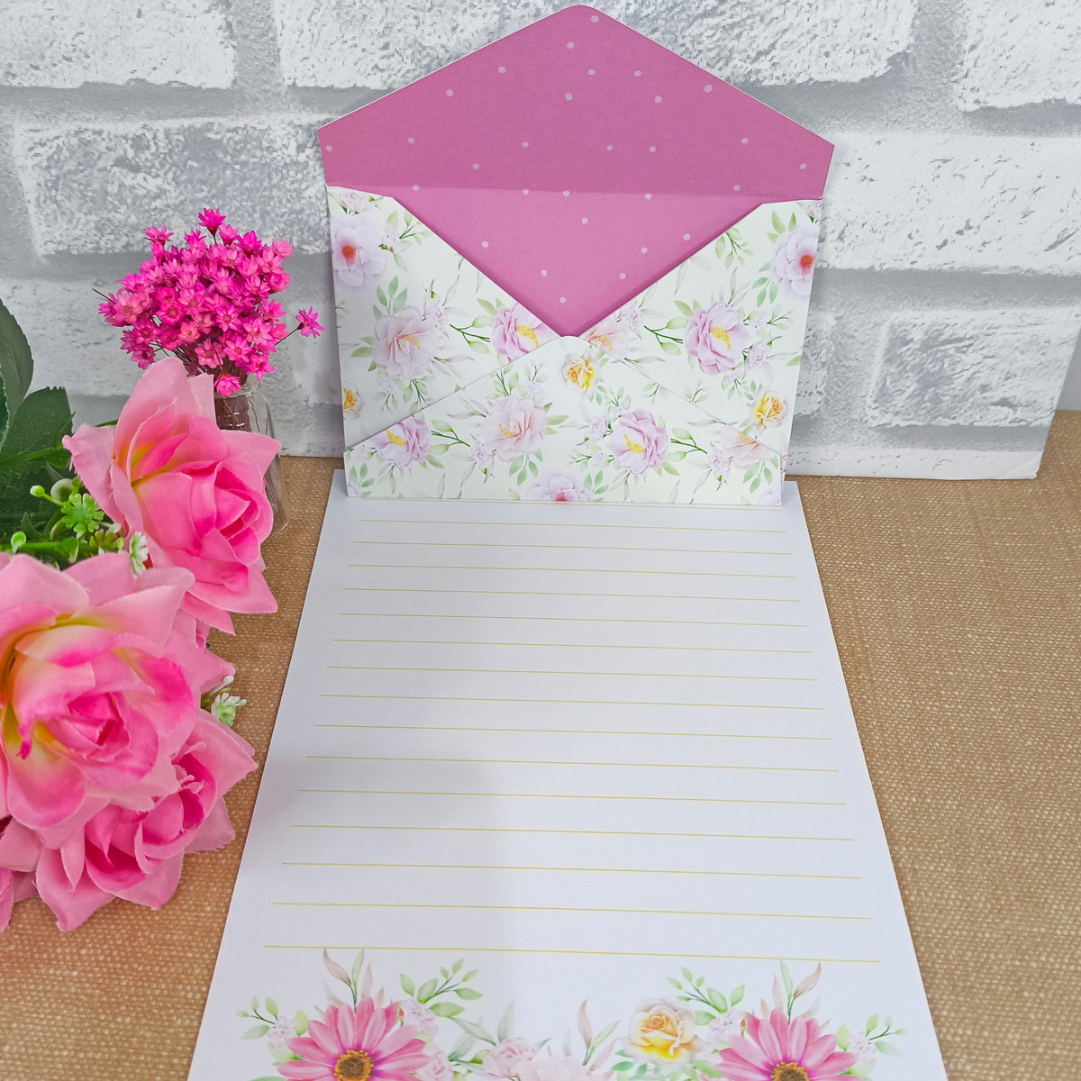 Papel de Carta e Envelope Floral Aquarela para Imprimir 4 Papel de Carta e Envelope Floral Aquarela para Imprimir - Imagem 4