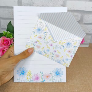 Papel de Carta e Envelope Floral Aquarela para Imprimir 11 papel de carta e envelope floral arquivo digital 6