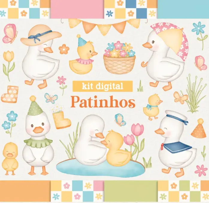 Patinhos Em Aquarela Kit Digital Png Scrapbooking E Crafts 10