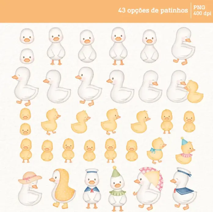 Patinhos Em Aquarela Kit Digital Png Scrapbooking E Crafts 7