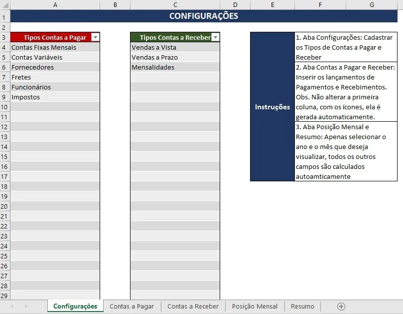 Planilha Contas A Pagar E Receber Em Excel Simples E Prática