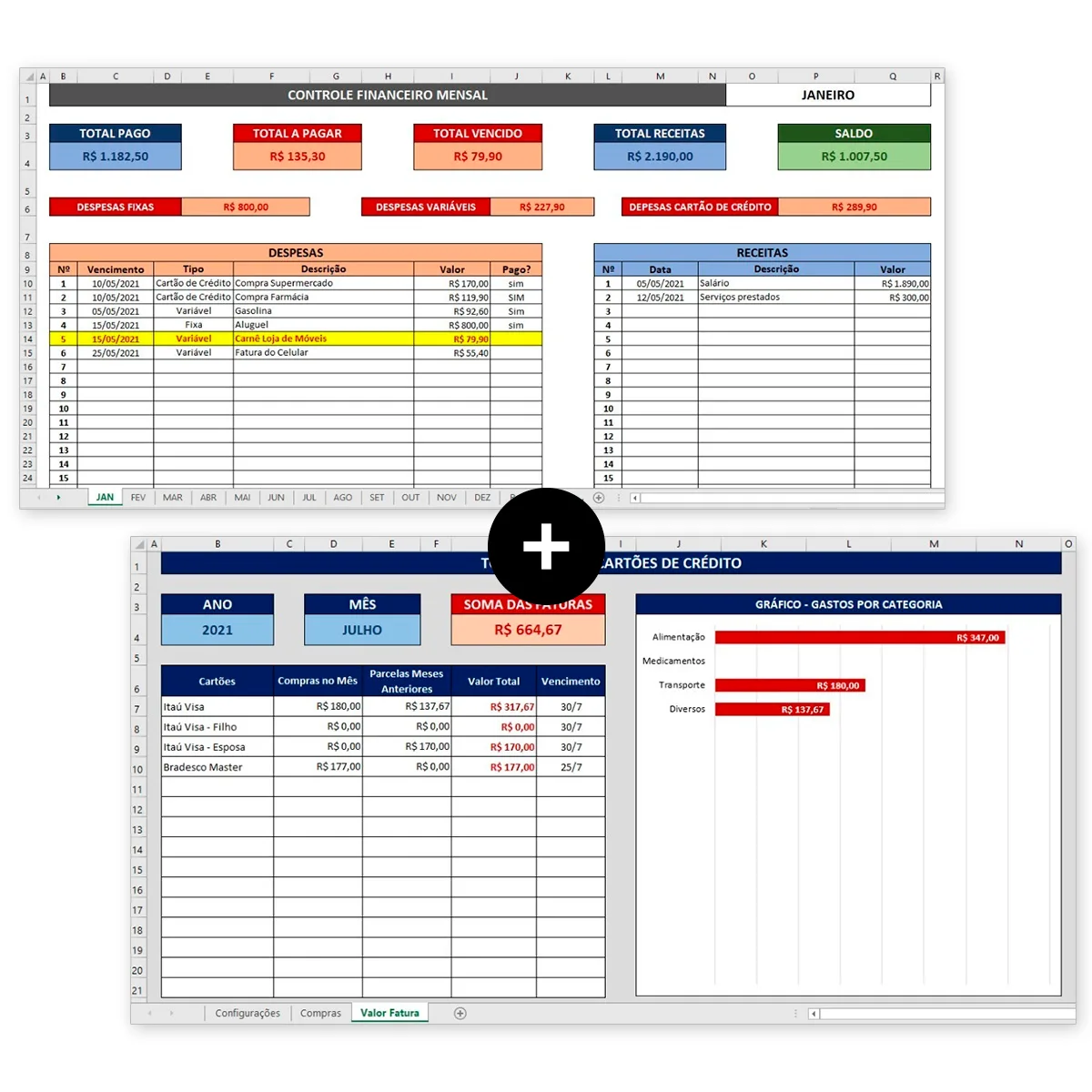 Planilha Excel Finanças Pessoais + Cartão de Crédito 1 Planilha Excel Finanças Pessoais + Cartão de Crédito