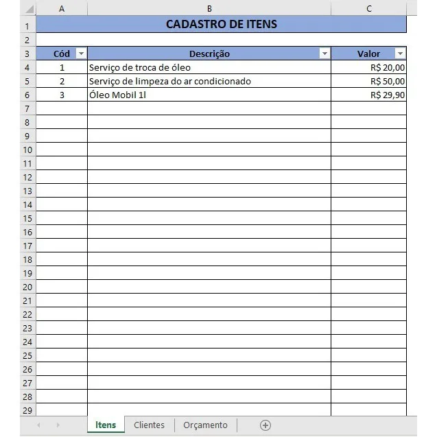Planilha Modelo Orçamento Serviços e Produtos Em Excel 2 Planilha Modelo Orçamento Serviços e Produtos Em Excel
