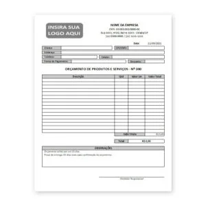 Planilha Orçamento Serviços e Produtos Fácil e Simples Excel
