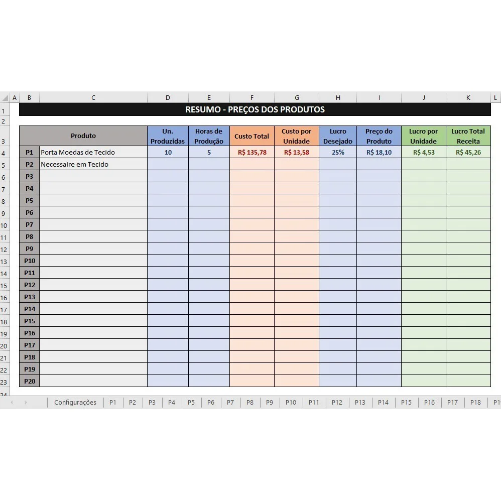 Planilha Precificação Produtos Com Cálculo de Materiais 3 Planilha Precificação Produtos Com Cálculo de Materiais