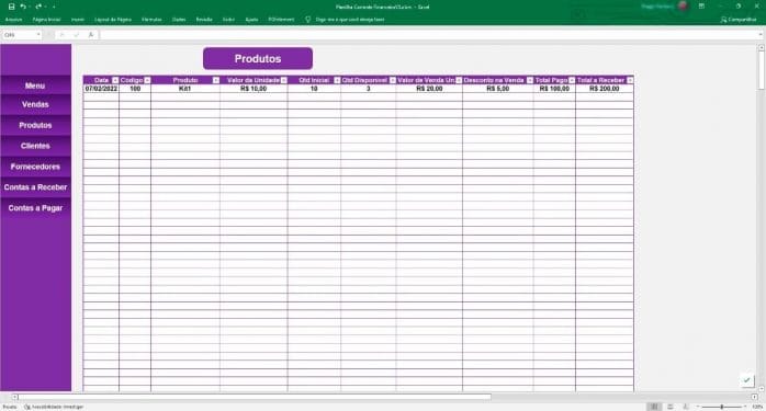 Planilha Simples Controle Estoque Financeiro Vendas Clientes