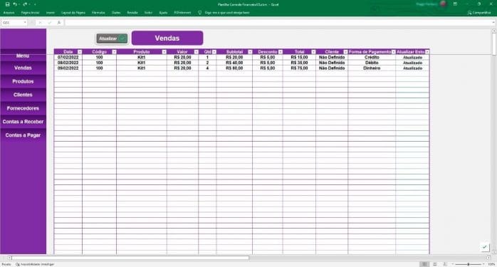 Planilha Simples Controle Estoque Financeiro Vendas Clientes