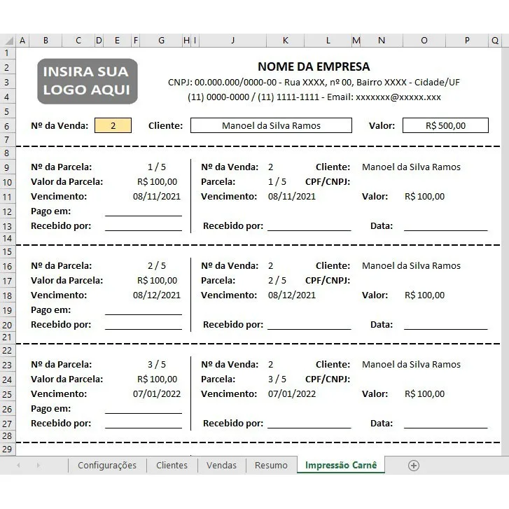 Planilha Vendas Parceladas Com Controle de Parcelas 1 Planilha Vendas Parceladas Com Controle de Parcelas