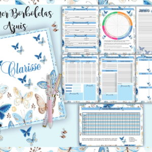 Planner Borboletas Azuis Digital para Imprimir e Revender 7 planner borboletas azuis arquivo digital