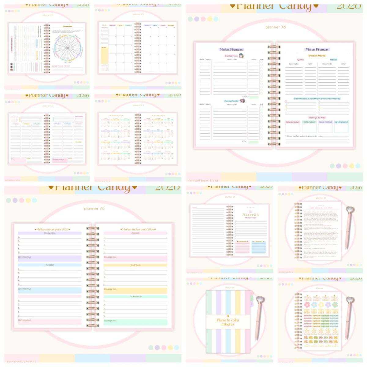 Kit Digital Planner Candy A5 2026 para Personalizar 2 Kit Digital Planner Candy A5 2026 para Personalizar - Imagem 2