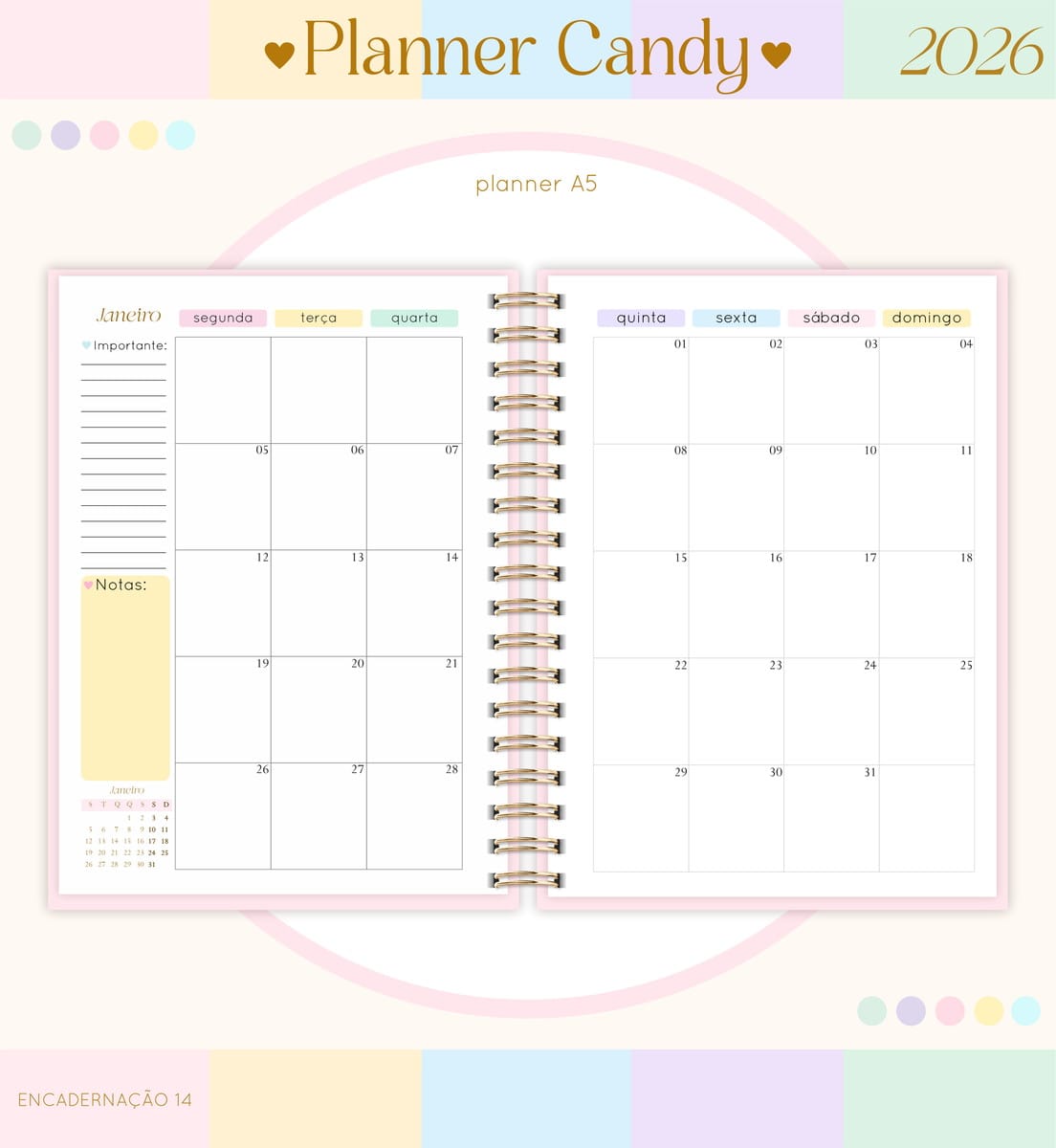 Kit Digital Planner Candy A5 2026 para Personalizar 3 Kit Digital Planner Candy A5 2026 para Personalizar - Imagem 3