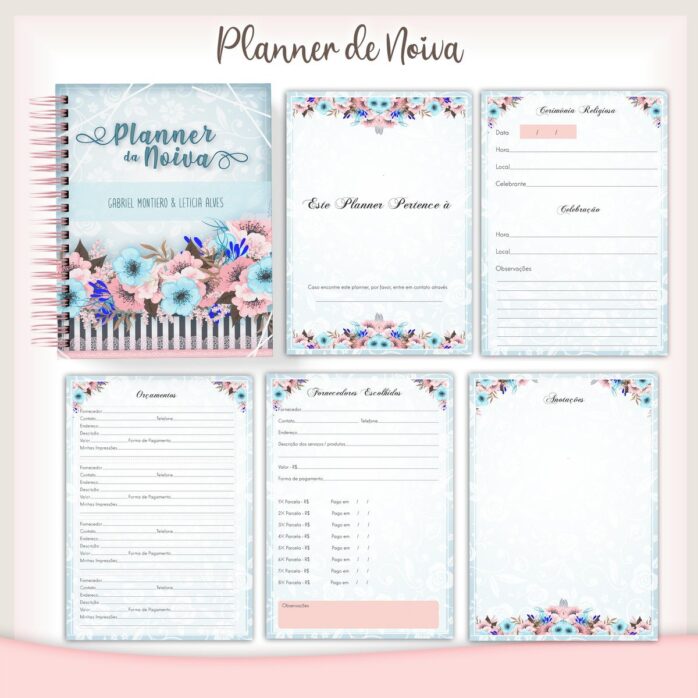 Planner da Noiva Floral Azul