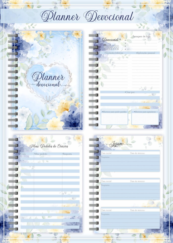 Planner Devocional Azul + Arte para Caneca