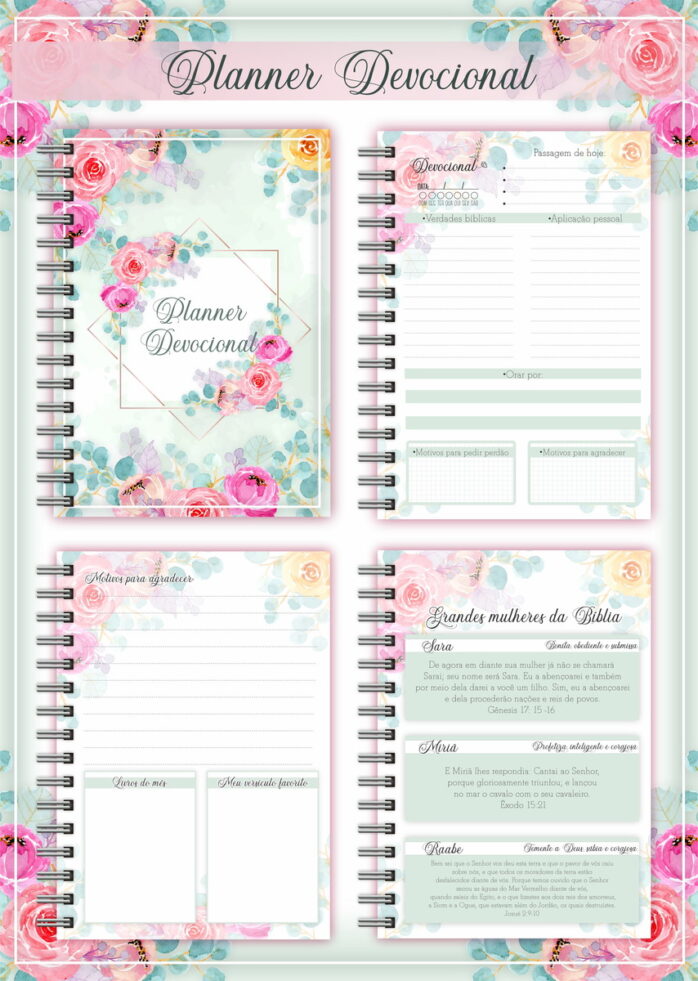 Planner Devocional Rosa + Arte para Caneca