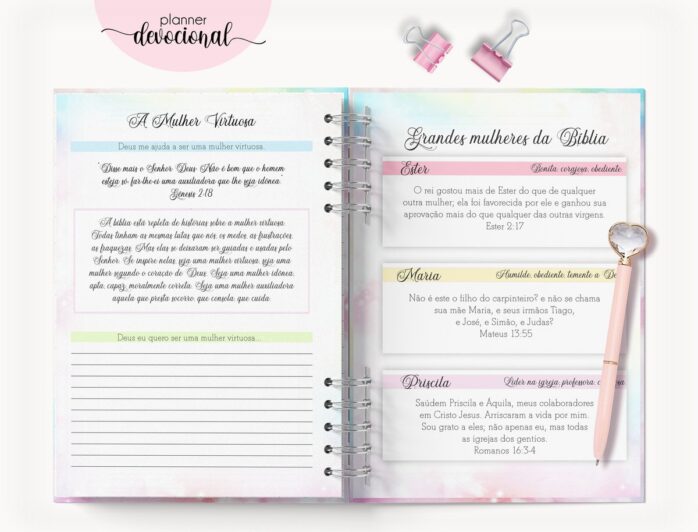 Planner Devocional "Seja Forte e Corajoso"