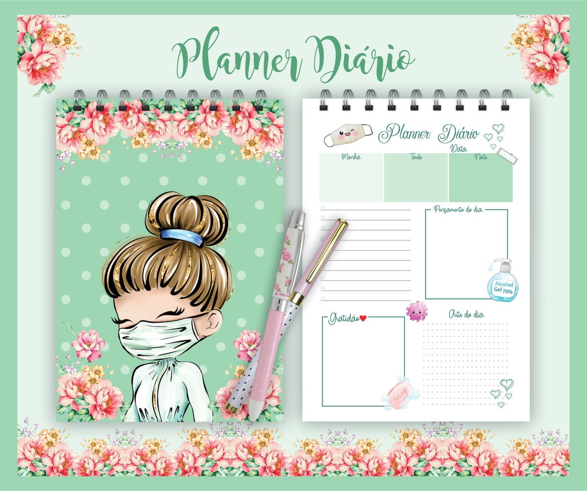Kit Digital de Planner Diário Nossos Heróis Corona 1 Kit Digital de Planner Diário Nossos Heróis Corona