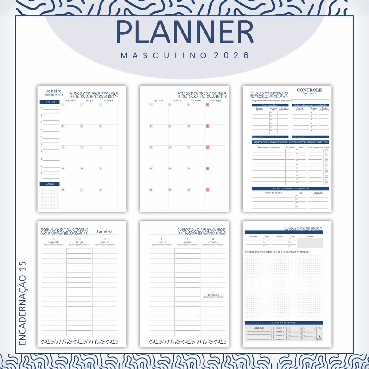 Planner Masculino 2026 Digital para Imprimir e Revender 2 Planner Masculino 2026 Digital para Imprimir e Revender - Imagem 2