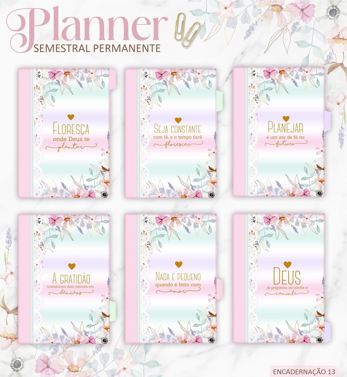 Planner Semestral Digital Floral Vintage para Imprimir 3 Planner Semestral Digital Floral Vintage para Imprimir - Imagem 3