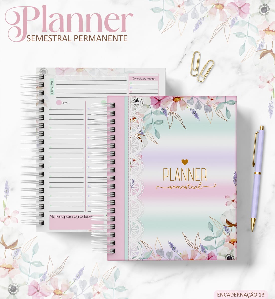Planner Semestral Digital Floral Vintage para Imprimir 1 Planner Semestral Digital Floral Vintage para Imprimir