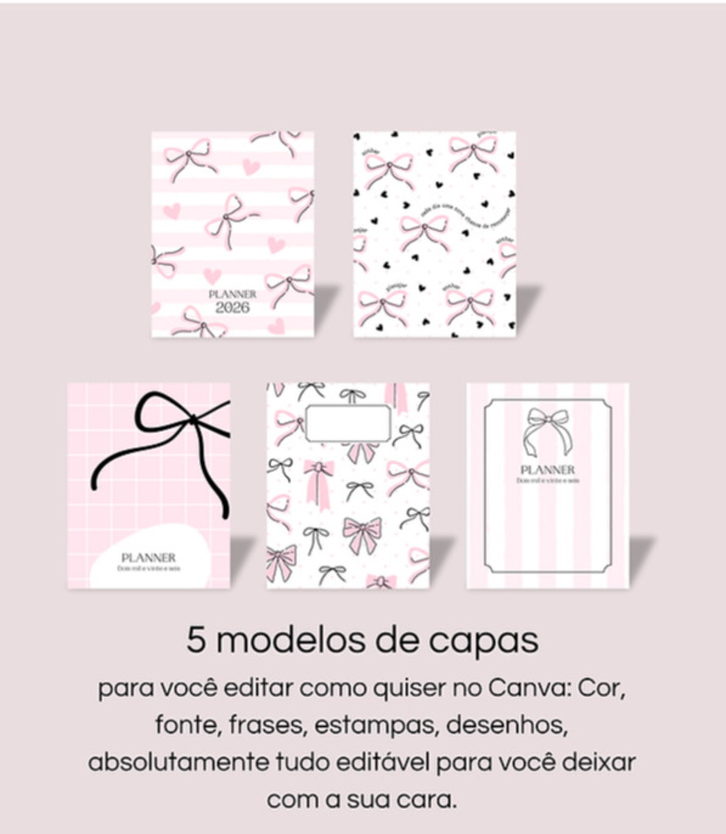 Planner Infantil Lacinhos Editável no Canva para Revenda 2 Planner Infantil Lacinhos Editável no Canva para Revenda - Imagem 2