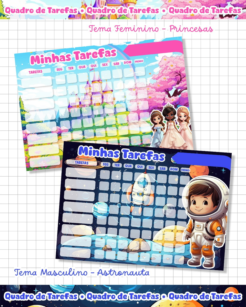 Quadro de Tarefas Infantil Digital para Personalizar e Vender 2 Quadro de Tarefas Infantil Digital para Personalizar e Vender - Imagem 2