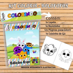 Revistinha de Colorir Bolofofos Arquivo Digital para Festas 9 Kit digital de colorir com personagens animados e páginas para imprimir.