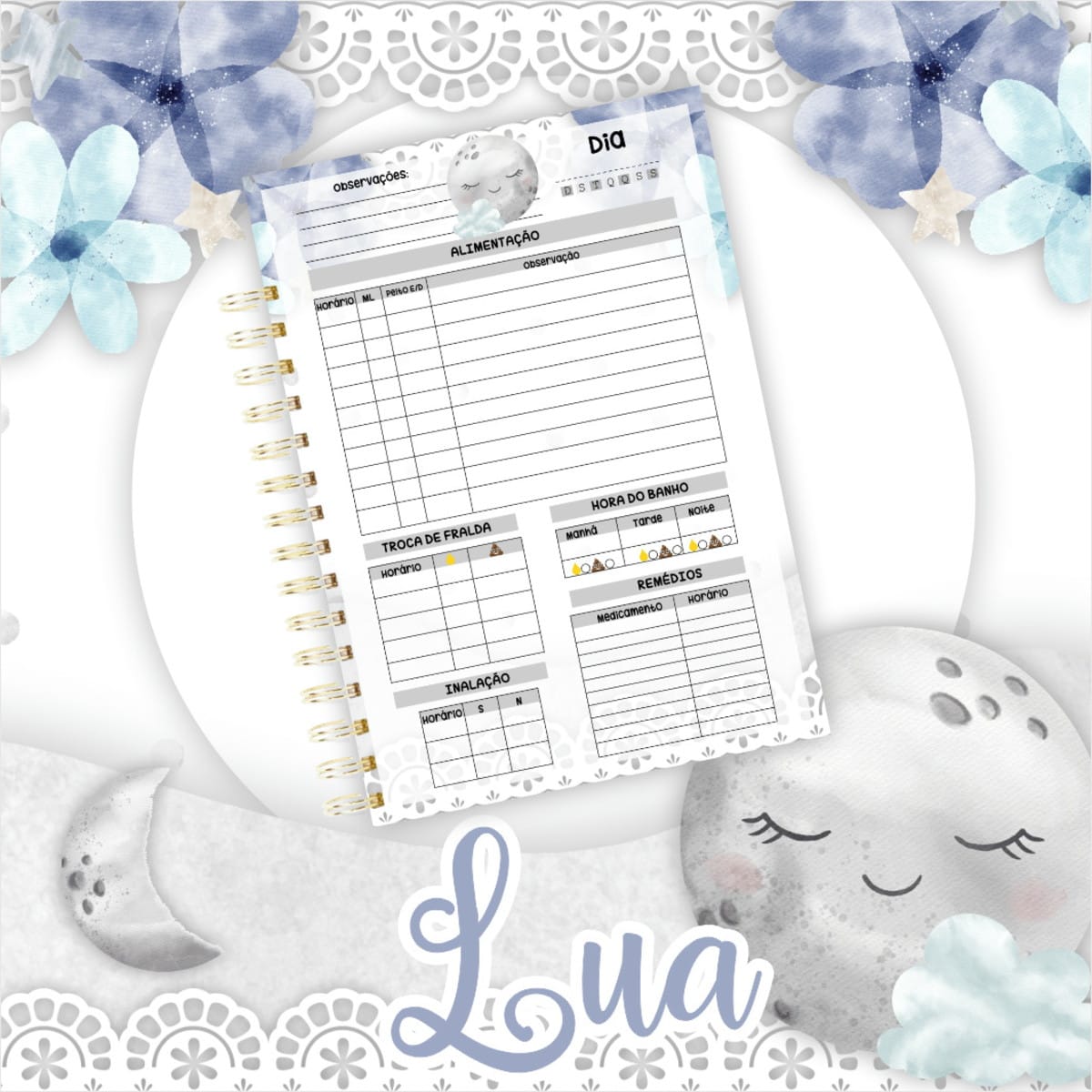 Kit Digital Rotina do Bebê Lua Personalizável 2 Kit Digital Rotina do Bebê Lua Personalizável - Imagem 2