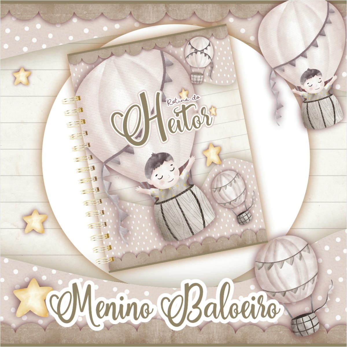Álbum Rotina do Bebê Menino Baloeiro Digital 1 Álbum Rotina do Bebê Menino Baloeiro Digital