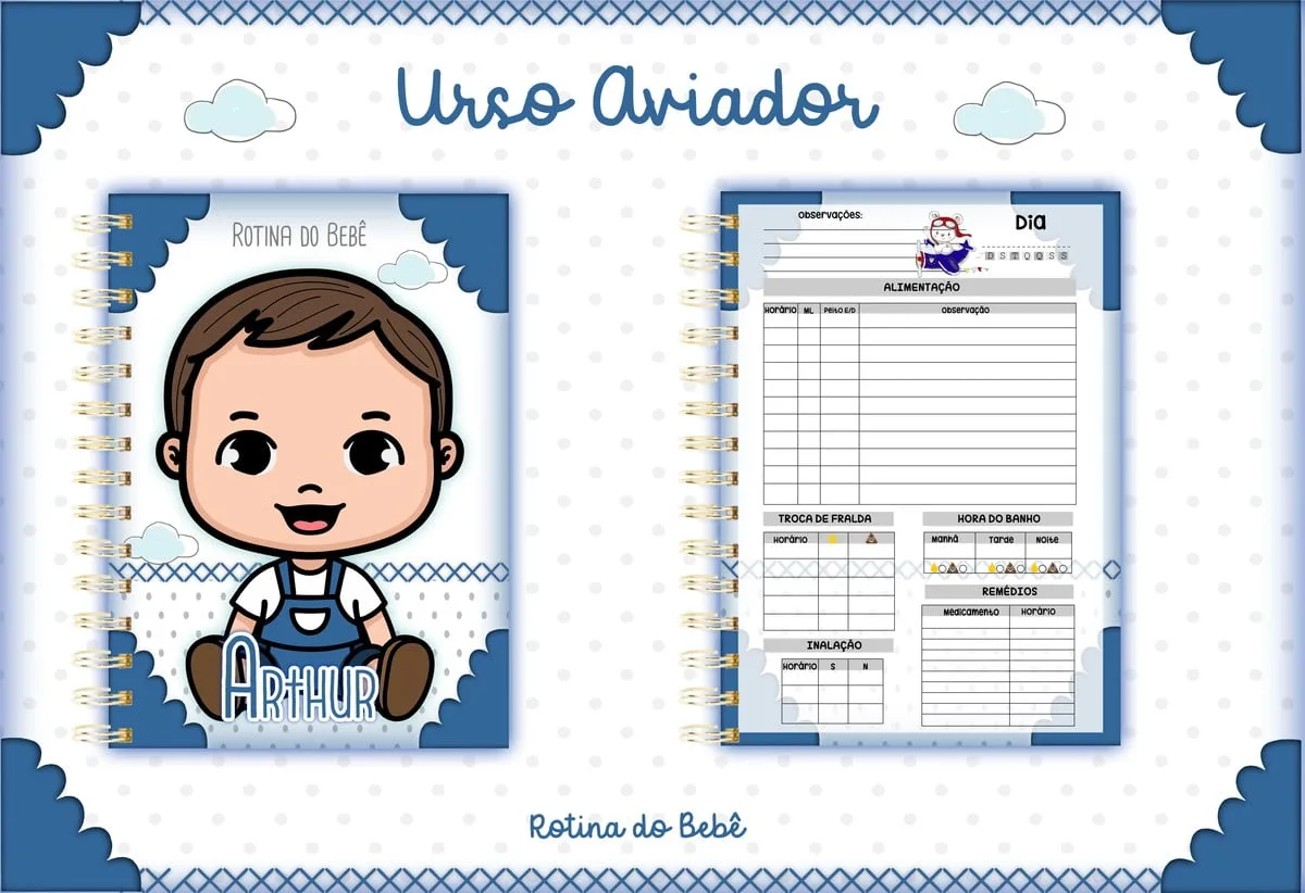 Rotina do Bebê Ursinho Aviador Menino 1 Rotina do Bebê Ursinho Aviador Menino