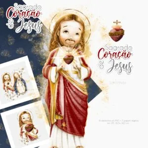 Sagrado Coração de Jesus: Kit Digital Santinhos