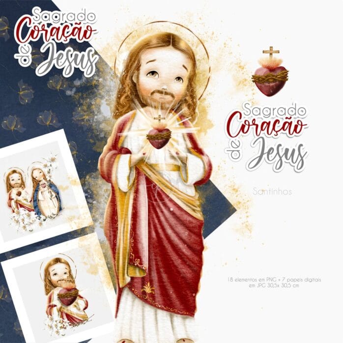 Sagrado Coração de Jesus: Kit Digital Santinhos