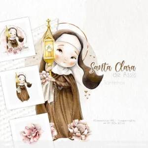 Santa Clara de Assis Kit Digital Imagens e Ilustrações Png