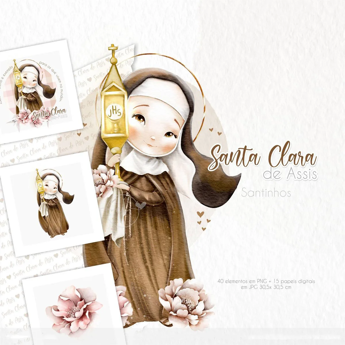 Santa Clara de Assis Kit Digital Imagens e Ilustrações Png 1 Santa Clara de Assis Kit Digital Imagens e Ilustrações Png
