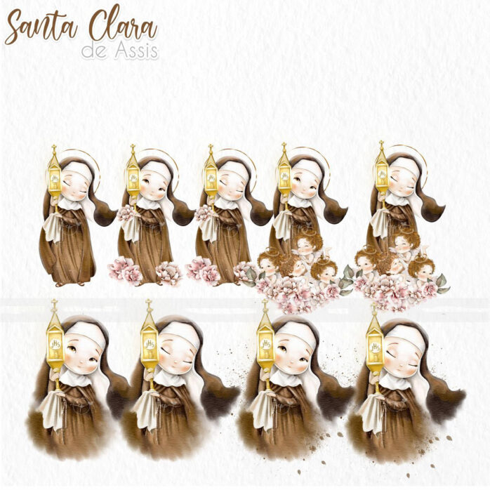 Santa Clara de Assis Kit Digital Imagens e Ilustrações Png