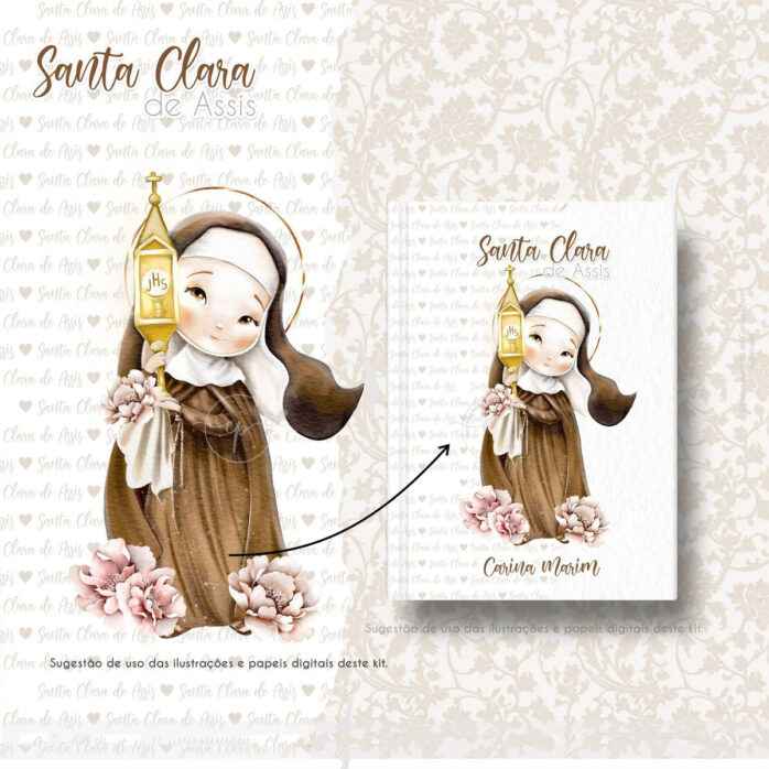 Santa Clara de Assis Kit Digital Imagens e Ilustrações Png