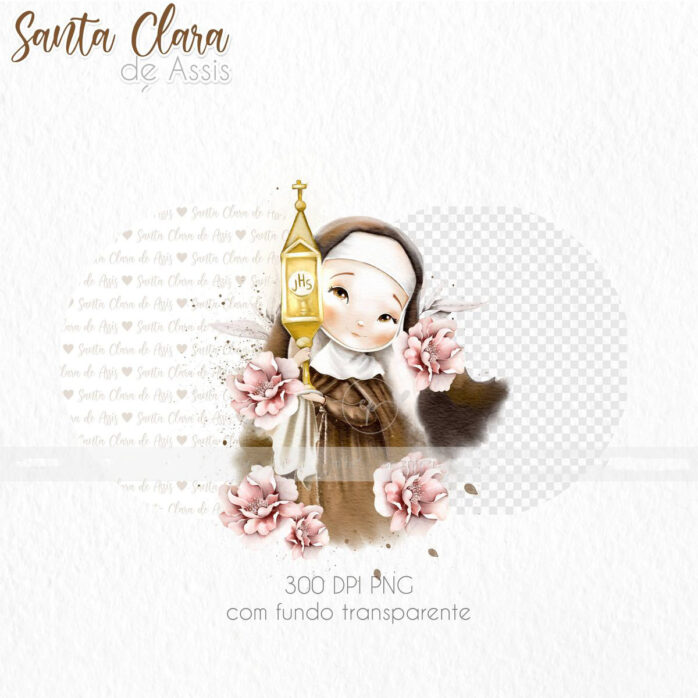 Santa Clara de Assis Kit Digital Imagens e Ilustrações Png