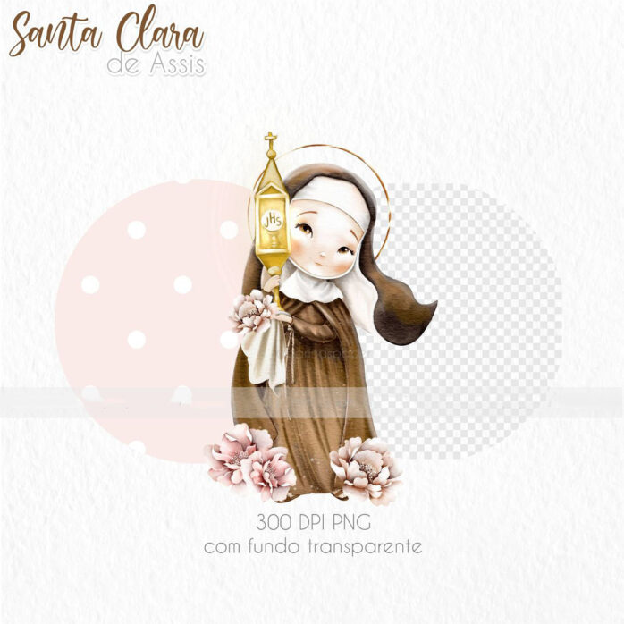 Santa Clara de Assis Kit Digital Imagens e Ilustrações Png