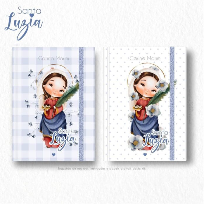 Santa Luzia Kit Digital Santinhos Ilustrações Png Aquarela