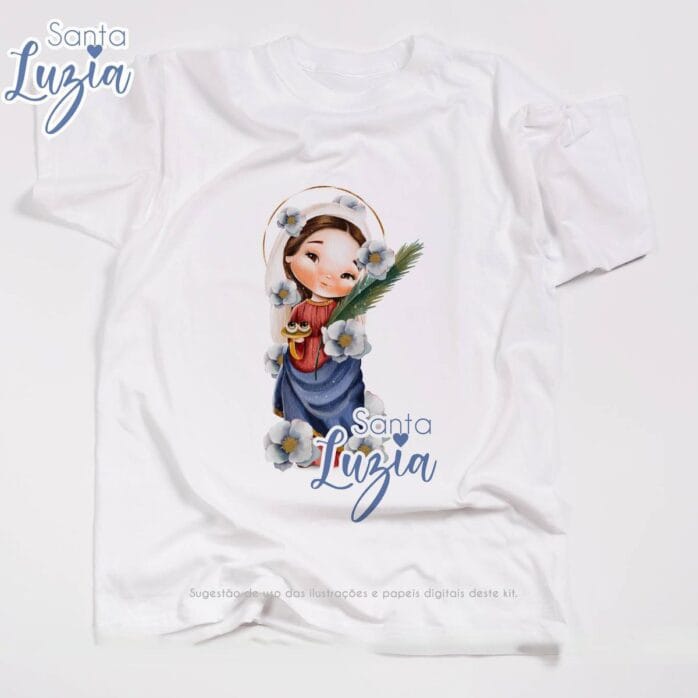 Santa Luzia Kit Digital Santinhos Ilustrações Png Aquarela